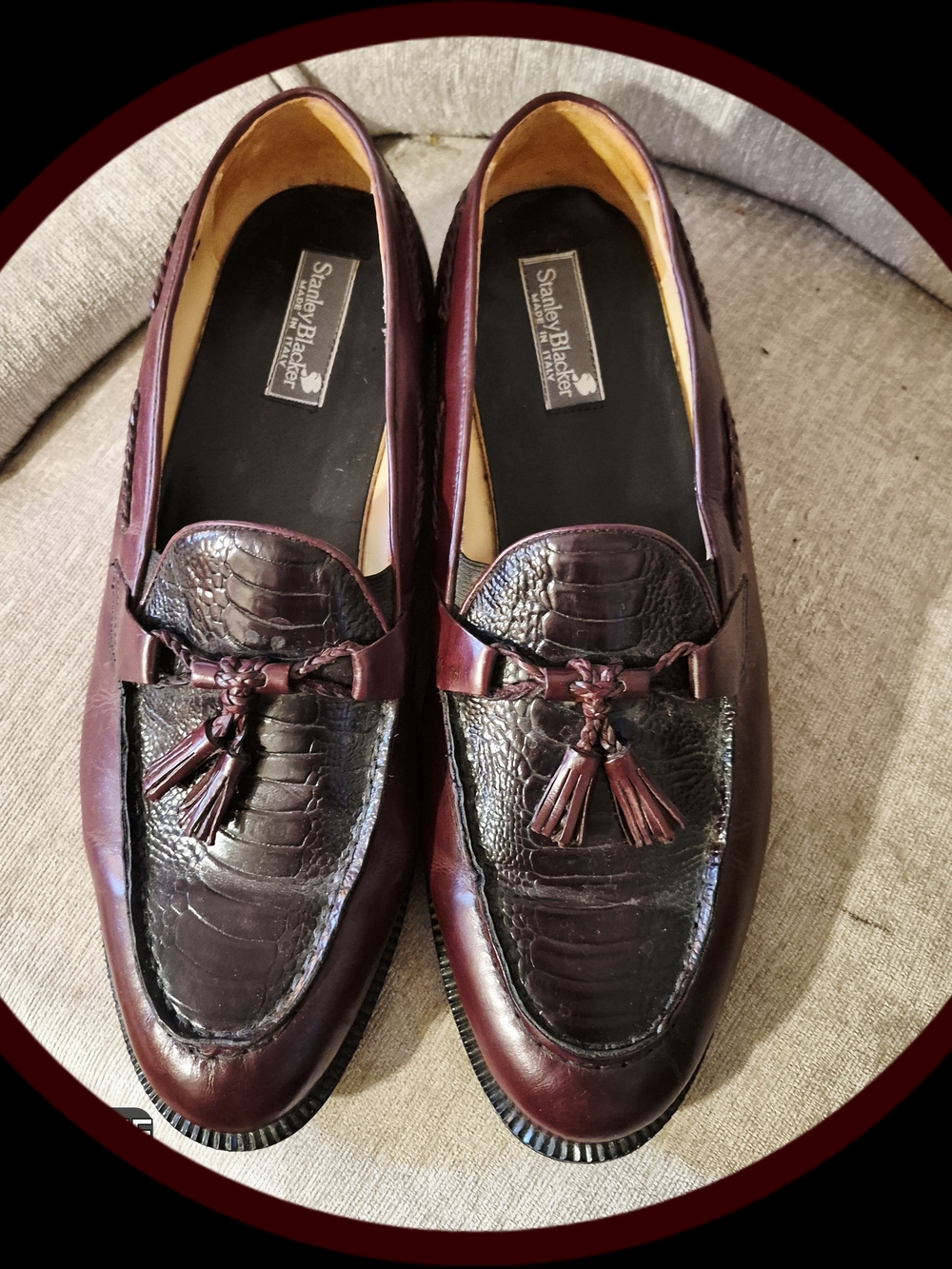 Vintage 90's Stanley Blacker Burgandy 'Rare S/15 Wide Italian Leather Loafers